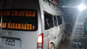 Eight injured in van-bus collision in Chitwan