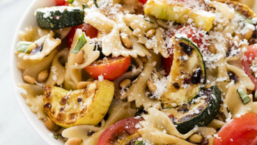 Zucchini or summer squash makes for a colorful pasta dish