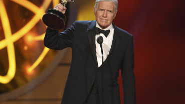 “Jeopardy!” host Alex Trebek’s Emmy Award comes with ovation