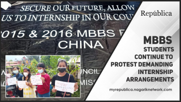 MBBS students continue to protest demanding internship arrangements