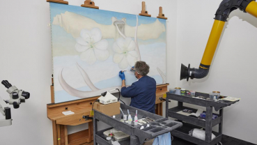 Damaged O’Keeffe painting on display again after restoration
