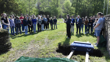 Peace at last: German students bury classroom skeleton
