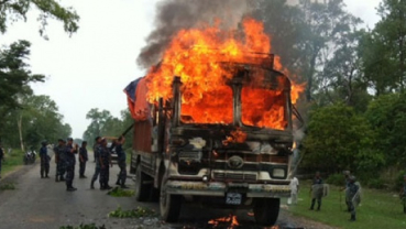 Truck ferrying medicines torched in Chitwan