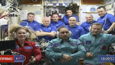 Russian film crew in orbit to make first movie in space