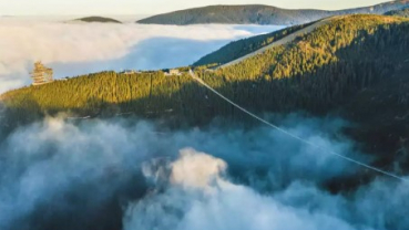 Walk in the clouds: World’s longest pedestrian suspension bridge opens in Czech Republic