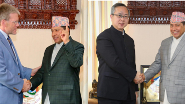 Foreign Minister Shrestha holds courtesy meetings with Chinese and American ambassadors