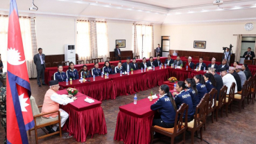 PM Oli spends time with National Women’s Volleyball team