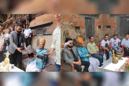 KMC Mayor Balen Shah hands over crown of Nephop to ‘Bajrachrya Guru’ after controversy