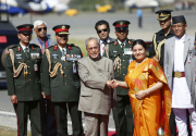 Prez Bhandari receives her Indian counterpart at TIA (photo feature)
