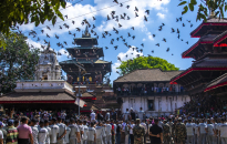 In Pictures: Indra Jatra commences with the erection of lingo at Hanumandhoka