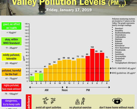 Valley pollution levels for January 17, 2020