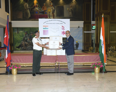 Indian Army gifts 100,000 doses of COVID-19 vaccine to Nepal Army