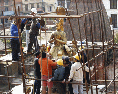 KVPT puts back Yognarendra's statue on pedestal (photo feature)