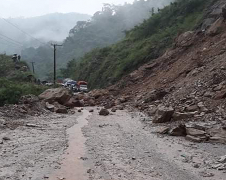 Narayangarh-Mugling road section blocked by landslides again