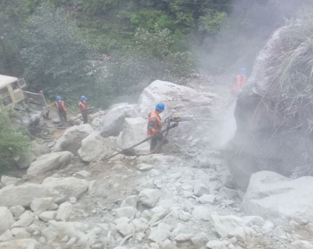 Roadway to Rasuwagadhi blocked by landslides