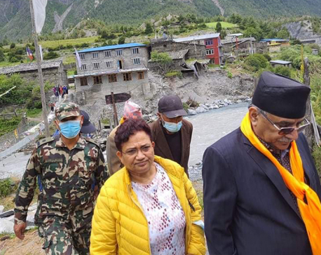Team comprising former PM Dahal, Energy Minister Bhusal reaches Manang