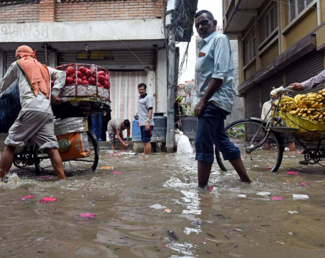 Roads of Kathmandu Valley inundated by a single nightlong rainfall