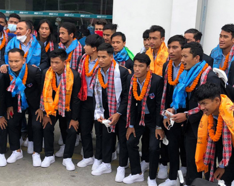 Nepali football team returns home