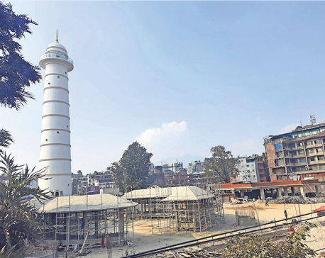 Dharahara reconstruction slows down after premature inauguration