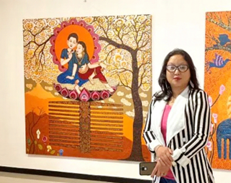Artist Sabita Dangol's solo painting exhibition comes to an end today