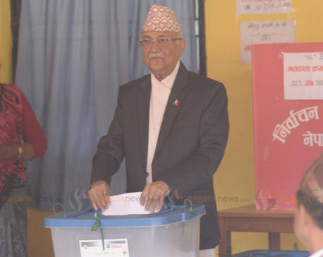 Oli casts his vote in Suryabinayak