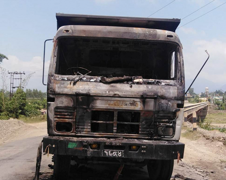 Tipper truck set on fire to claim insurance amount