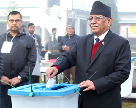 Maoist Chairman Dahal cast votes from Chitwan