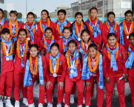 SAFF U-20 runner-up Nepali women's team returns home