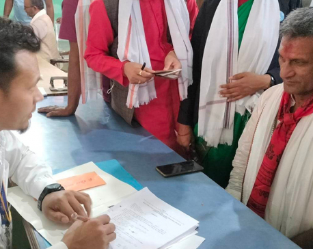 RSP candidate Ramesh Kharel registers his candidacy for Bara-2 by election