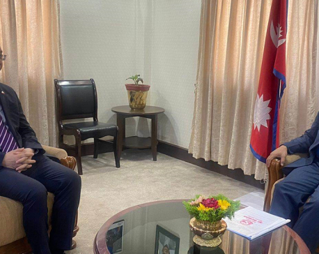Chinese Ambassador Chen pays courtesy call on DPM Shrestha