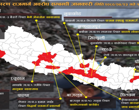 Dozens of roads blocked by floods and landslides across Nepal