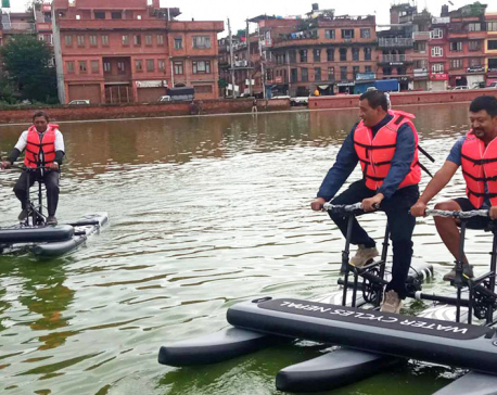Innovative concept of water-borne bicycles launched in Bhaktapur