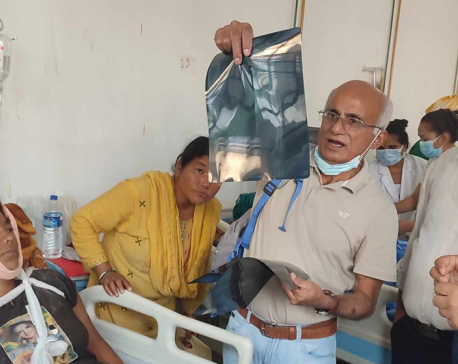 Dr Govind KC arrives at Bheri Hospital to treat quake victims