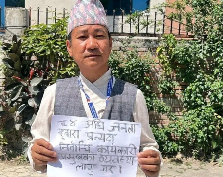 Mayor Sampang stages solo demonstration in Kathmandu