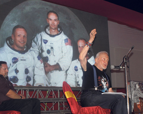 Moon astronaut Aldrin encourages students in Biratnagar