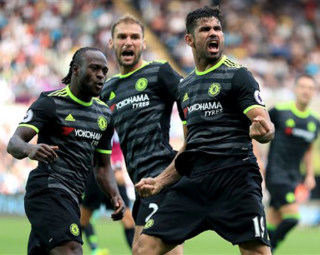 Costa's acrobatics earn Chelsea 2-2 draw at Swansea