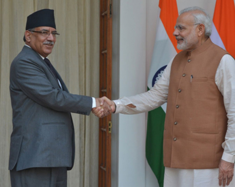 PM Dahal meets his Indian counterpart Modi