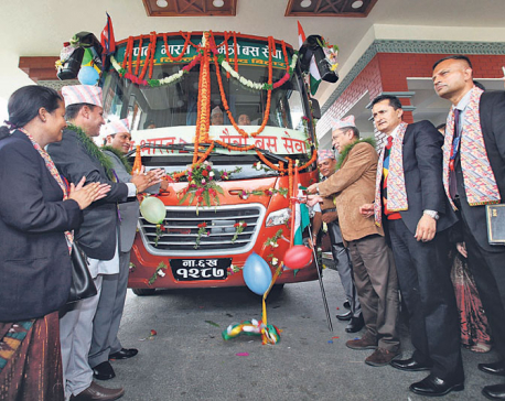 Pokhara-Delhi bus service flagged off