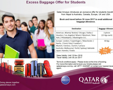 Qatar Airways announces excess baggage offer for students
