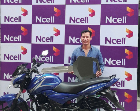 Prem Krishna Shrestha wins bike in Ncell's loyalty project