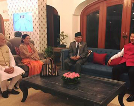 PM Dahal, Modi and Xi hold trilateral meeting in Goa