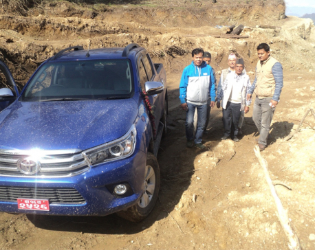 Locals in Jaljala rural municipality of Parbat  elated over first-time access to road
