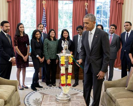 US President Barack Obama celebrates Deepawali