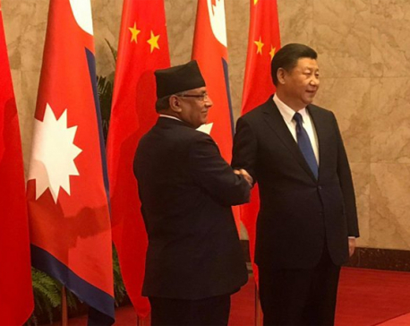 PM Dahal meets President Xi (with photo feature)