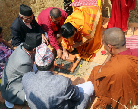 President lays foundation stone of Lumbini International Buddhist Meditation Center