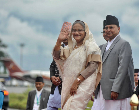 Bangladesh PM Wazed arrives in Kathmandu for BIMSTEC (with photos)