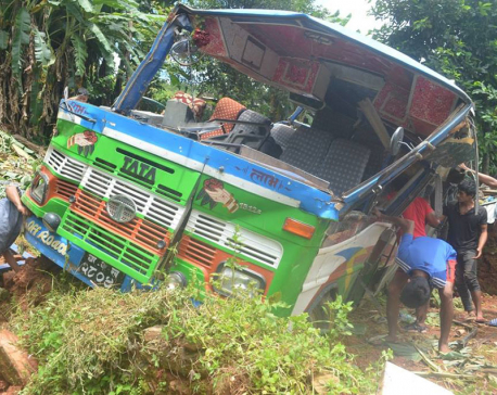 Fifty seven injured as overcrowded bus veers off road