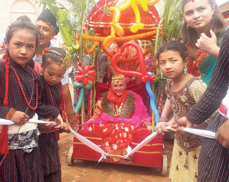 Foreigner celebrates Janku, a Newari's tradition of reaching old age