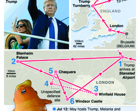 Infographics: Trump’s UK trip aims to avoid protests