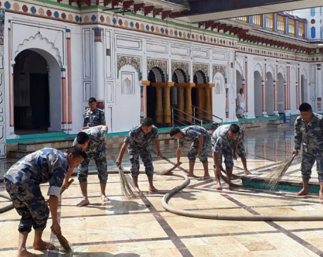 In pictures: APF cleanses Janaki temple ahead of Modi's visit